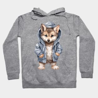 Gray Wolf Wearing Hoodie Hoodie